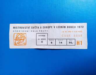 Czechoslovakia vs USSR - World Championship - 1972 - Prague - original ticket