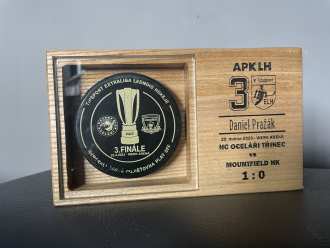 Czech play-off finals, game 3, game used puck (7/25), TRI vs HK 1:0, 22/4/23