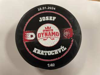 Dynamo Pardubice game used puck (Dynastie Dynamo - 1/40), PCE vs KLA 3:1, 28/1/24