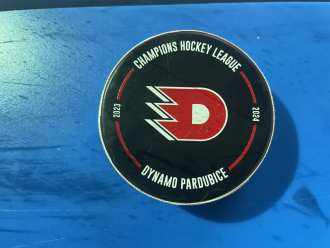 Dynamo Pardubice vs ERC Ingolstadt game used puck, 1st Period