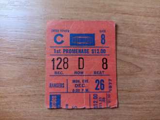 Poldi SONP Kladno vs New York Rangers - 1978 - Super Series - original ticket