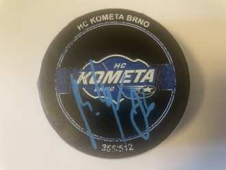Kometa Brno goal puck (Martin Zaťovič - 1:0), BRN vs PCE 6:7pp, 10/1/24