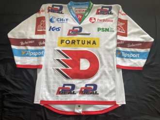 Michal Hrádek #77 Dynamo Pardubice game worn jersey (white/home)