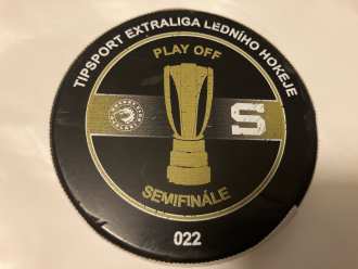 Oceláři Třinec vs Sparta Praha play-off used puck - SF4 (022), TRI vs SPA 4:1, 7/4/24