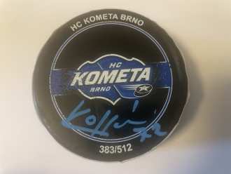 Kometa Brno goal puck (Andrej Kollár - 3:2), BRN vs OLO 4:3, 12/1/24