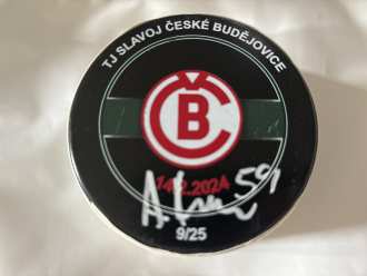 BANES Motor České Budějovice goal puck (Adam Kubík - 1:2), CBU vs BRN 1:2, 14/2/24