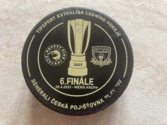 Czech playoffs final game 6 - game used puck (4/25), TRI vs HK 4:1, 28/4/23