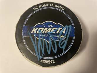 Kometa Brno goal puck (Tomáš Vincour - 1:1), BRN vs KVA 5:1, 28/1/24