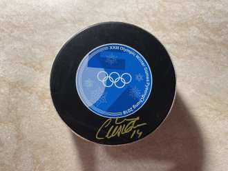 2018 Olympics game used puck SVK vs RUS, 14/2/18, signed by P. Ceresnak