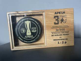 Czech play-off finals, game 4, game used puck (4/25), HK vs TRI 1:2p, 19/4/23