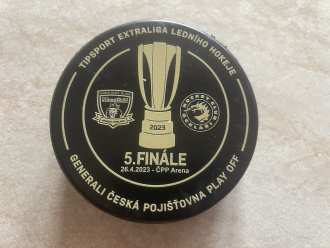 Czech playoffs final game 5 - game used puck (13/50), HK vs TRI 3:0, 26/4/23