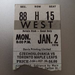 Poldi SONP Kladno vs Toronto Maple Leafs - 1978 - Super Series - original ticket