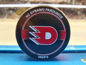 Dynamo Pardubice game used puck (1.000.000. návštěvník TELH 2023/24), PCE vs OLO, 18/1/23